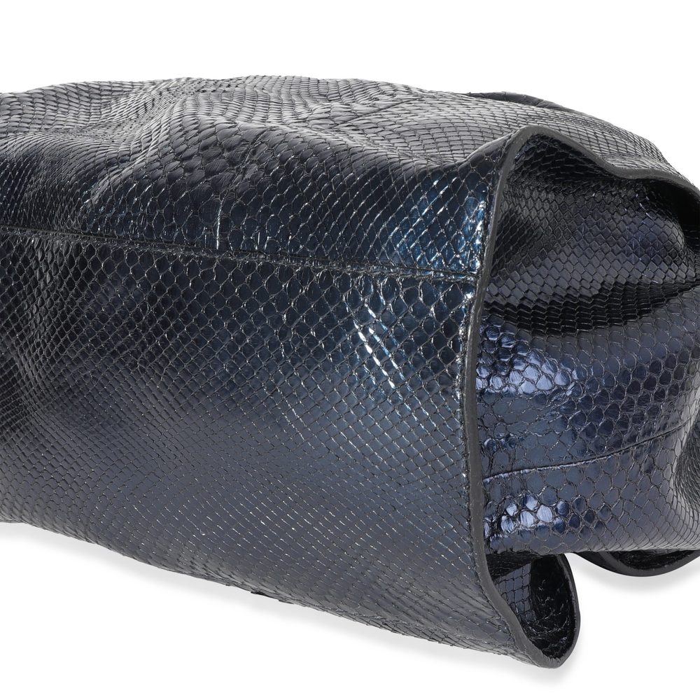 Gucci Blue Shiny Python Large Stirrup Bag - image 7